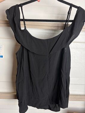 NSR Black Double-Strap Ruffle Neck Camisole